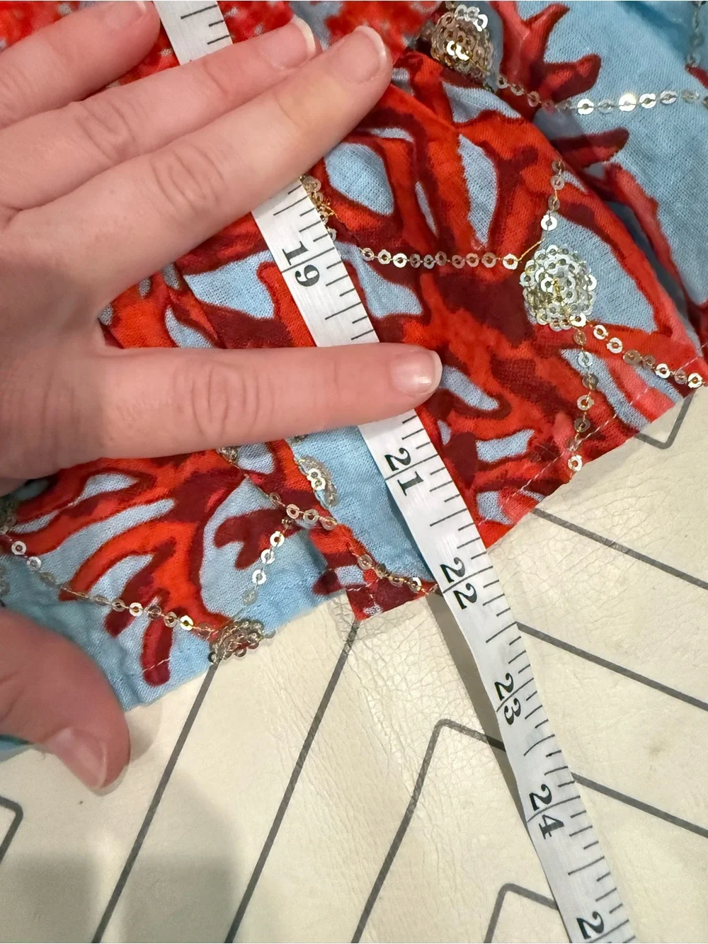 Antica Sartoria Blue & Red Coral Pattern Dress